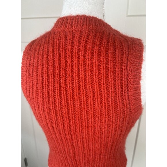 J Crew Women's Red Alpaca/Wool Blend Cable Sweater Vest Preppy Academia Sz XXS - Picture 5 of 9